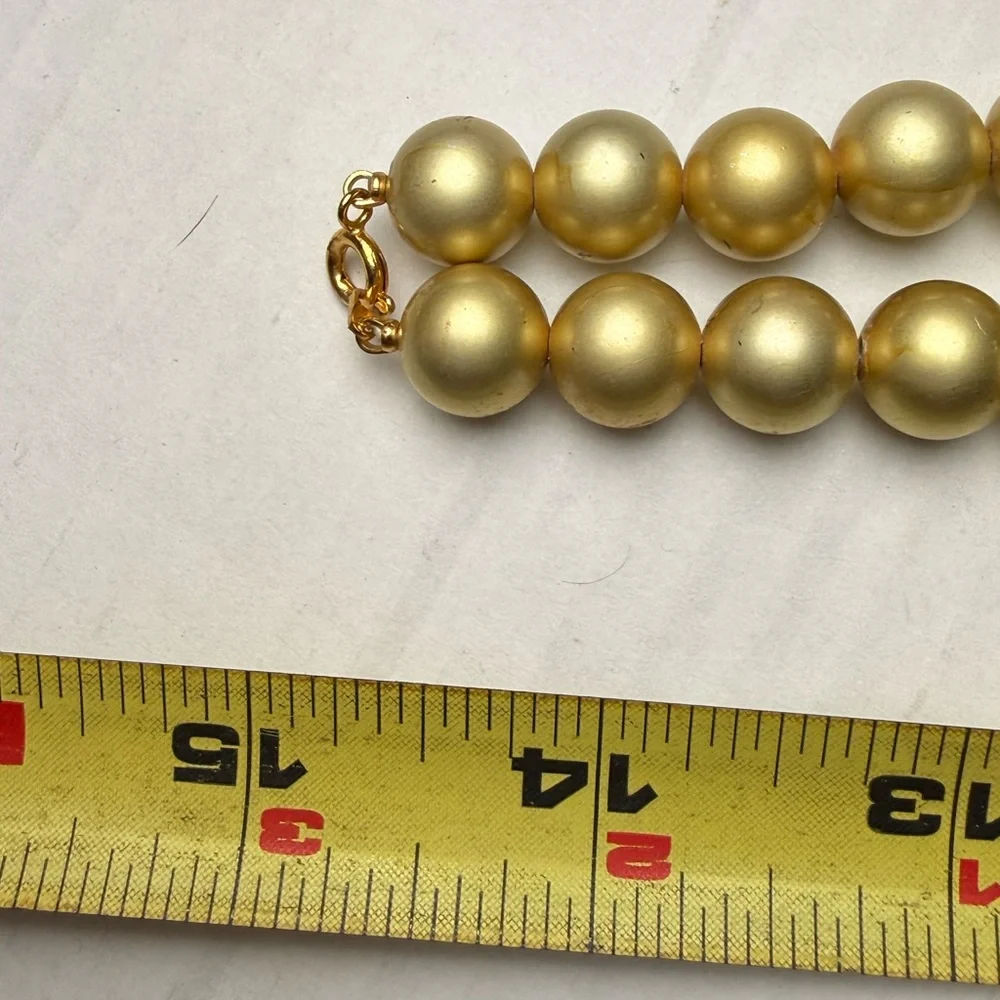 Vintage Black & Gold Splatter Beaded Necklace Jewelry MCM Mid Century Modern 80s